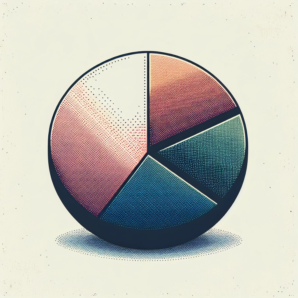 A pie chart showing three sections of different sizes illustrating portfolio allocation across charitable causes.