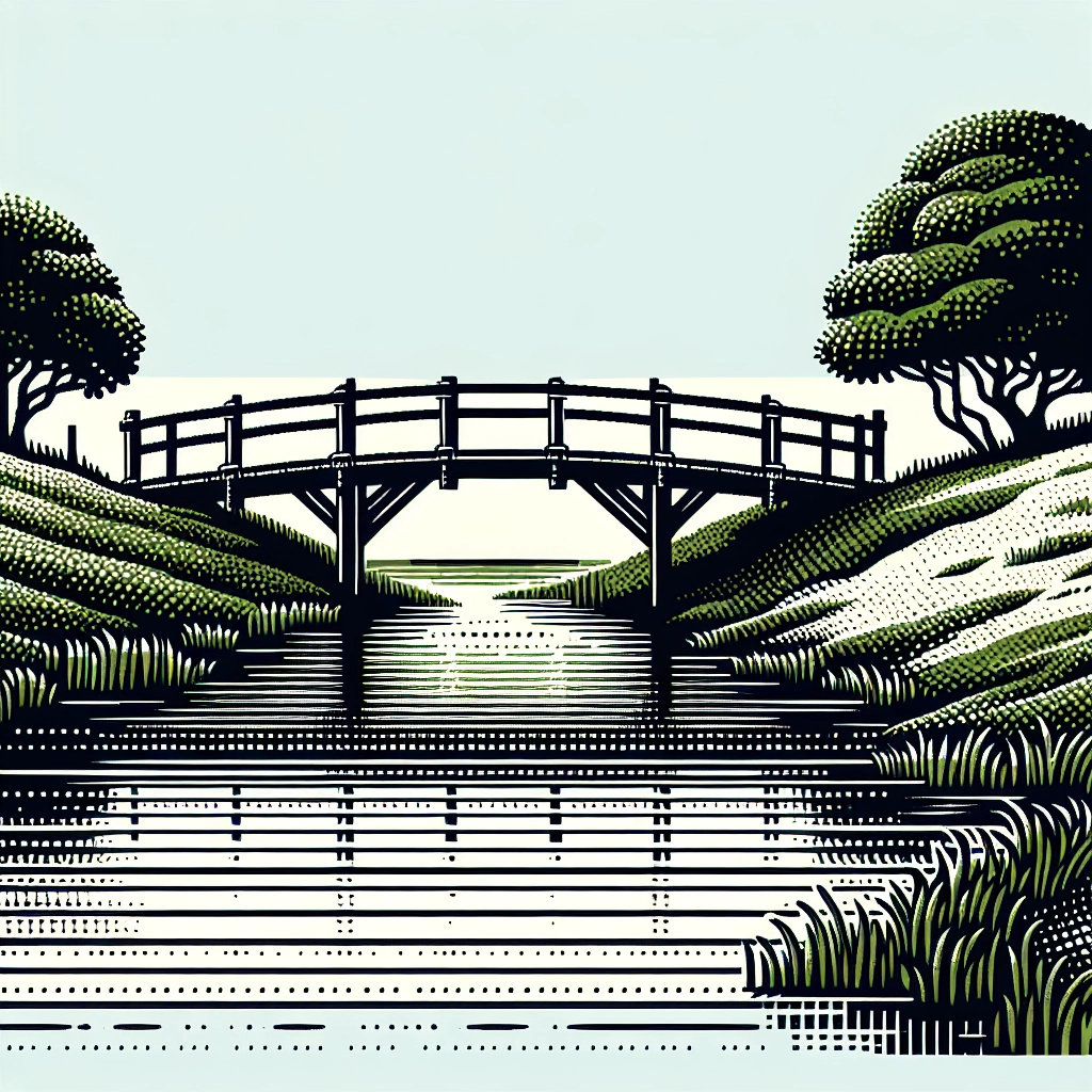 A wooden footbridge connects two riverbanks, symbolizing the connection between charitable investment and social impact.