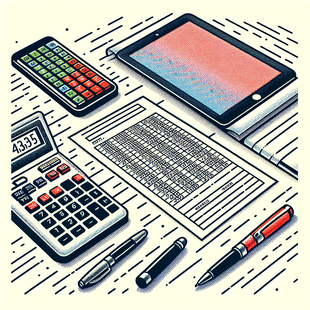 Calculator and spreadsheet displaying charitable project metrics on a white desk