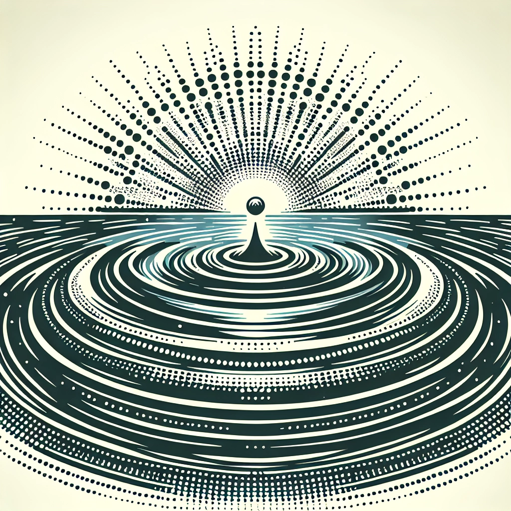 Concentric ripples spreading outward in clear water, showing expanding impact.