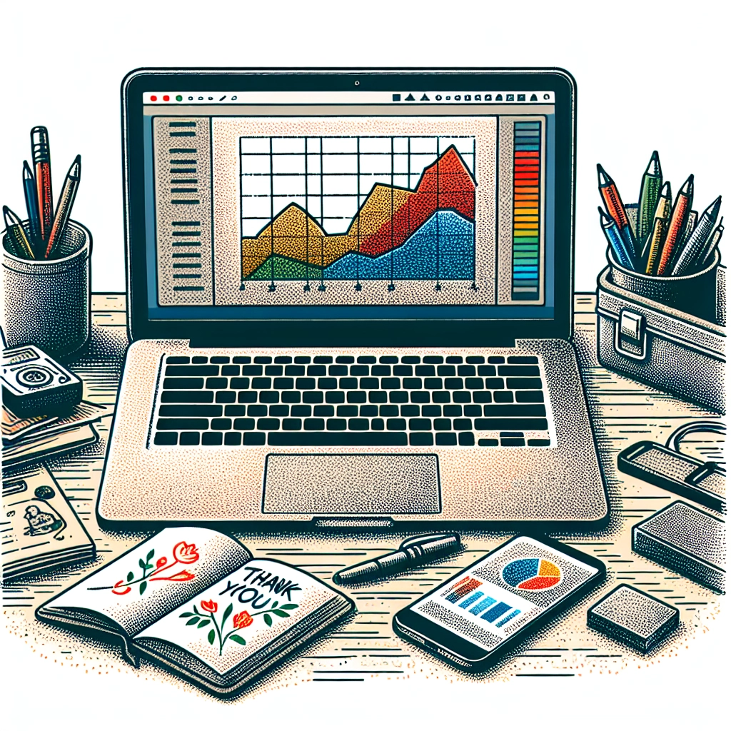 Laptop showing data analytics graph next to handwritten beneficiary feedback note